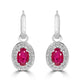 0.95ct Ruby Earrings with 0.14tct Diamond set in 18K White Gold