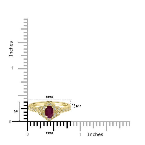 0.43ct Ruby Rings with 0.09tct Diamond set in 18K Yellow Gold