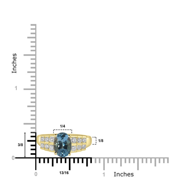 1.31ct Aquamarine Rings with 0.35tct Diamond set in 18K Yellow Gold