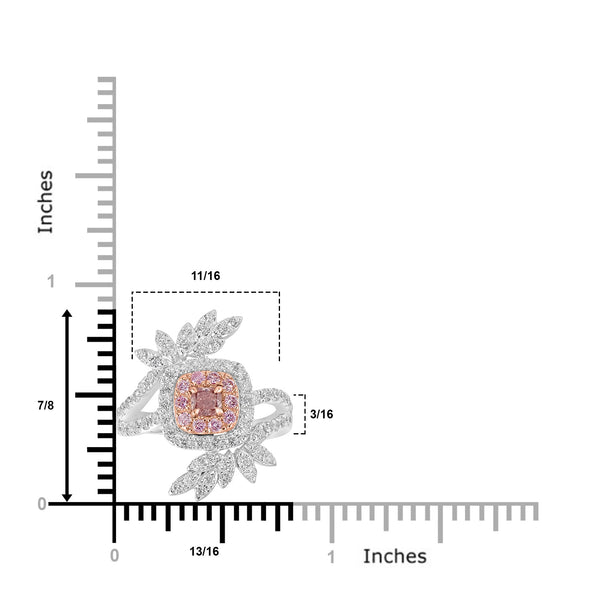 0.23ct Pink Diamond Rings with 1.1tct Diamond set in 18K Two Tone Gold
