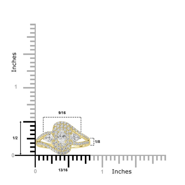 0.24ct Diamond Rings with 0.85tct Diamond set in 18K Yellow Gold