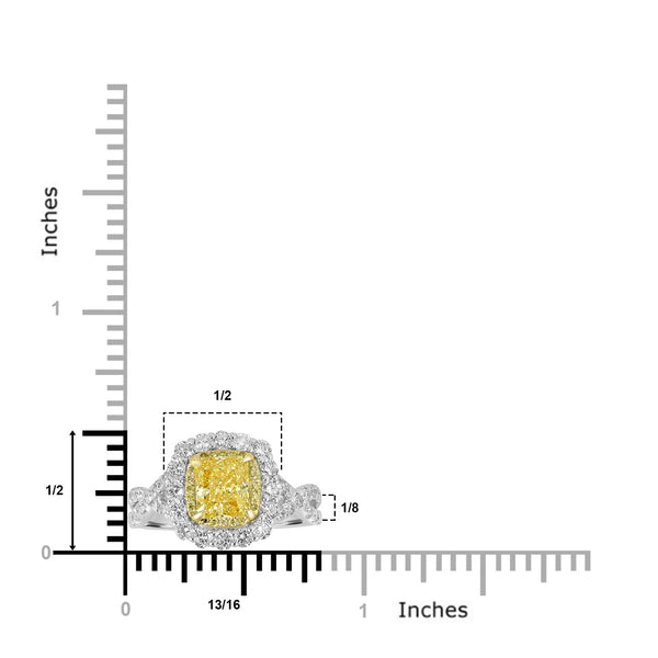 1.18ct Yellow Diamond Rings with 1tct Diamond set in 18K Two Tone Gold