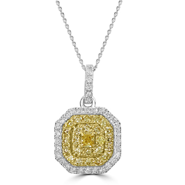 0.08ct Yellow Diamond Pendants with 0.56tct Diamond set in 18K Two Tone Gold