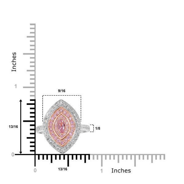 0.19ct Pink Diamond Rings with 0.88tct Diamond set in 18K Two Tone Gold