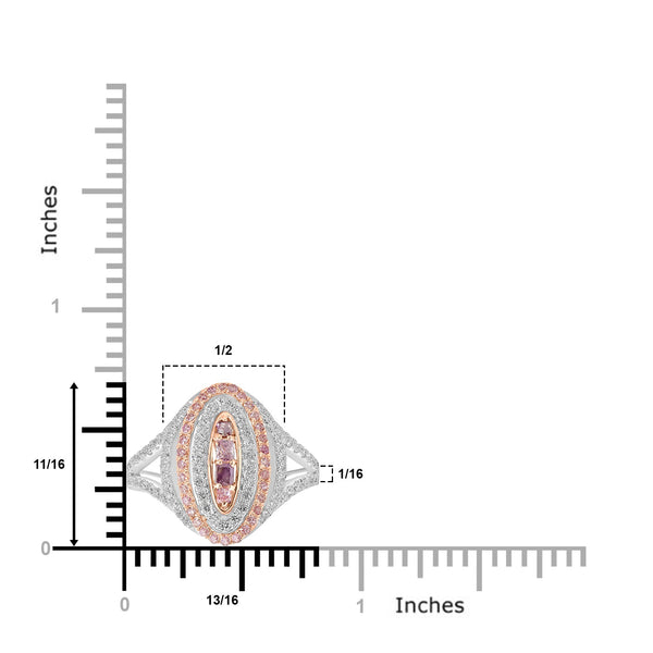 0.21ct Pink Diamond Rings with 0.69tct Diamond set in 18K Two Tone Gold