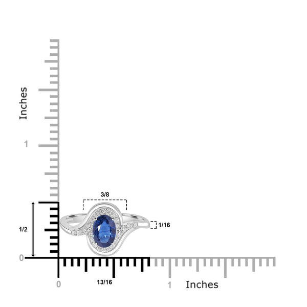 0.82ct Sapphire Rings with 0.19tct Diamond set in 18K White Gold