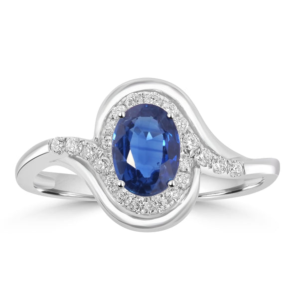 0.82ct Sapphire Rings with 0.19tct Diamond set in 18K White Gold