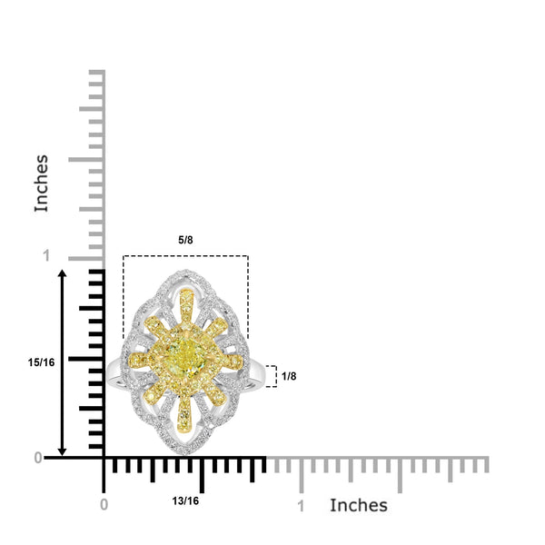 1.01ct Yellow Diamond Rings with 0.7tct Diamond set in 18K Two Tone Gold