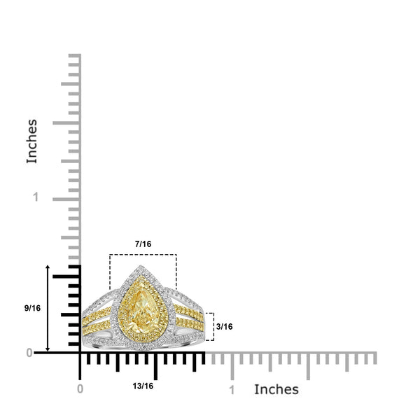 1.02ct Yellow Diamond Rings with 0.56tct Diamond set in 18K Two Tone Gold