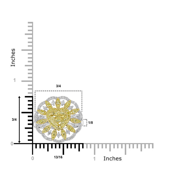 1.01ct Yellow Diamond Rings with 0.67tct Diamond set in 18K Two Tone Gold