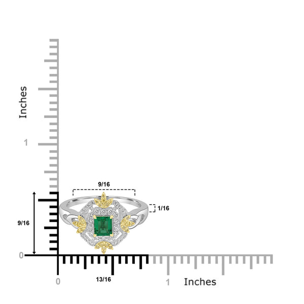 0.32ct Emerald Rings with 0.316tct Diamond set in 18K Two Tone Gold