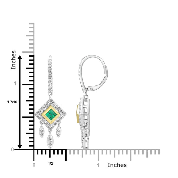 0.467ct Emerald Earrings with 0.91tct Diamond set in 18K Two Tone Gold