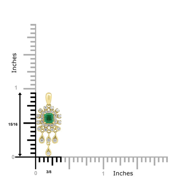 0.254ct Emerald Pendants with 0.268tct Diamond set in 18K Yellow Gold