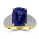 7.999ct Tanzanite Rings with 0.437tct Diamond set in 18K Yellow Gold