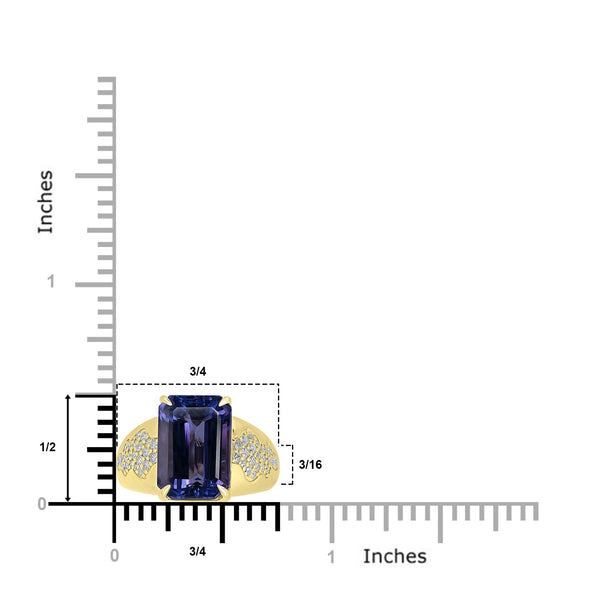 8.14ct Tanzanite Rings with 0.322tct Diamond set in 18K Yellow Gold