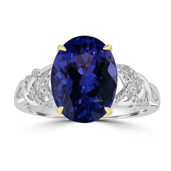 5.987ct Tanzanite Rings with 0.124tct Diamond set in 18K White Gold