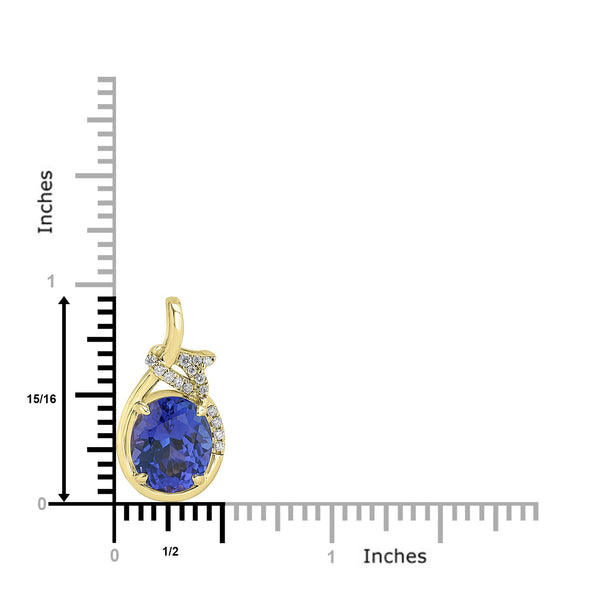 3.506ct Tanzanite Pendants with 0.093tct Diamond set in 18K Yellow Gold