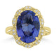 7.293ct Tanzanite Rings with 0.12tct Diamond set in 18K Yellow Gold