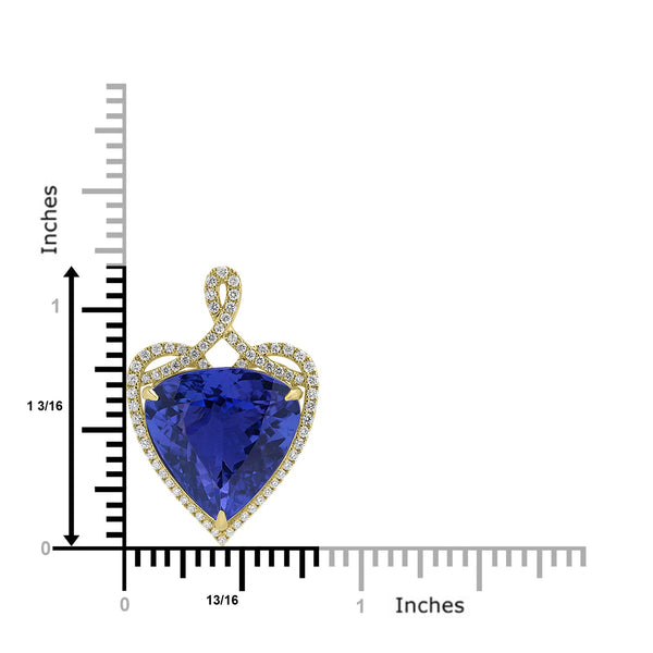 12.838ct Tanzanite Pendants with 0.398tct Diamond set in 18K Yellow Gold