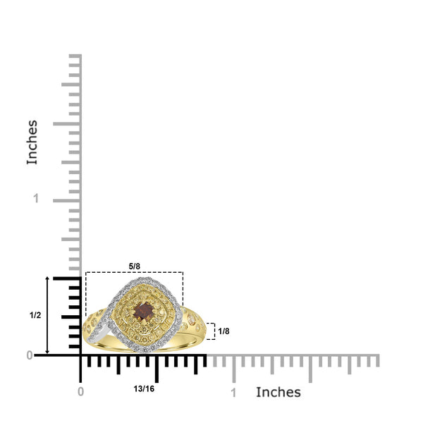 0.215ct Orange Diamond Rings with 0.718tct Diamond set in 18K Two Tone Gold