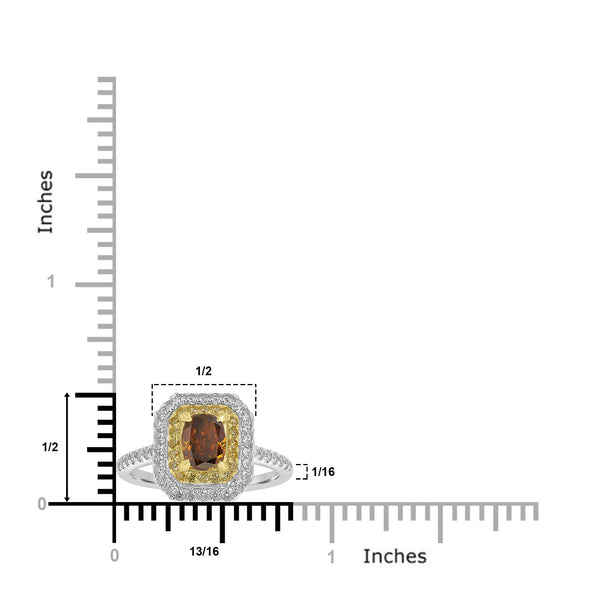 1.094ct Orange Diamond Rings with 0.558tct Diamond set in 18K Two Tone Gold