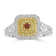 0.128ct Orange Diamond Rings with 0.616tct Diamond set in 18K Two Tone Gold