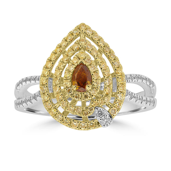 0.149ct Orange Diamond Rings with 0.518tct Diamond set in 18K Two Tone Gold