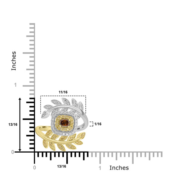 0.211ct Orange Diamond Rings with 0.437tct Diamond set in 18K Two Tone Gold