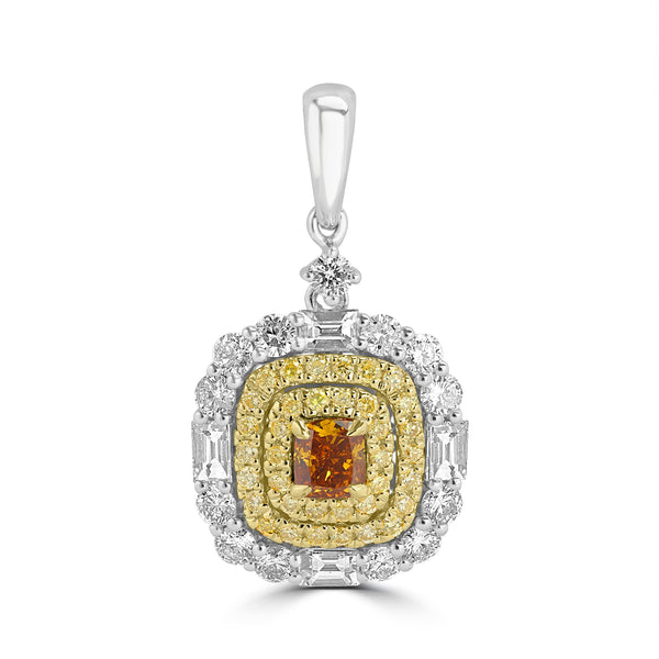 0.28ct Orange Diamond Pendants with 1.005tct Diamond set in 18K Two Tone Gold