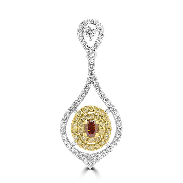 0.174ct Orange Diamond Pendants with 0.683tct Diamond set in 18K Two Tone Gold