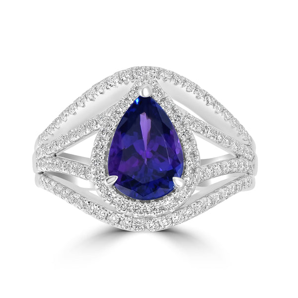 1.84ct Tanzanite Rings with 0.65tct Diamond set in Platinum 950