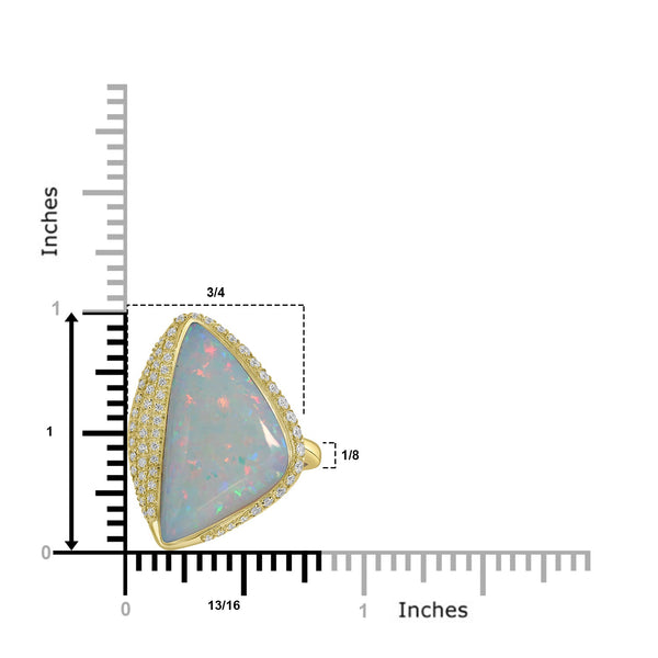 8.11ct Opal Rings with 0.31tct Diamond set in 18K Yellow Gold