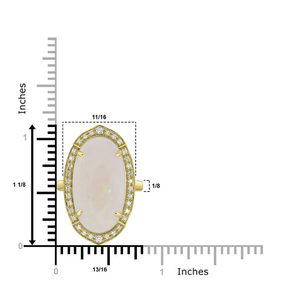 10.39ct Opal Rings with 0.27tct Diamond set in 18K Yellow Gold