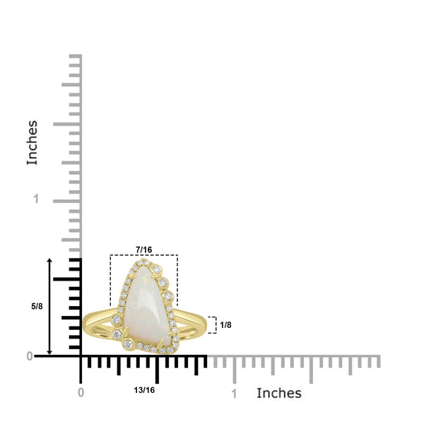1.95ct Opal Rings with 0.14tct Diamond set in 18K Yellow Gold