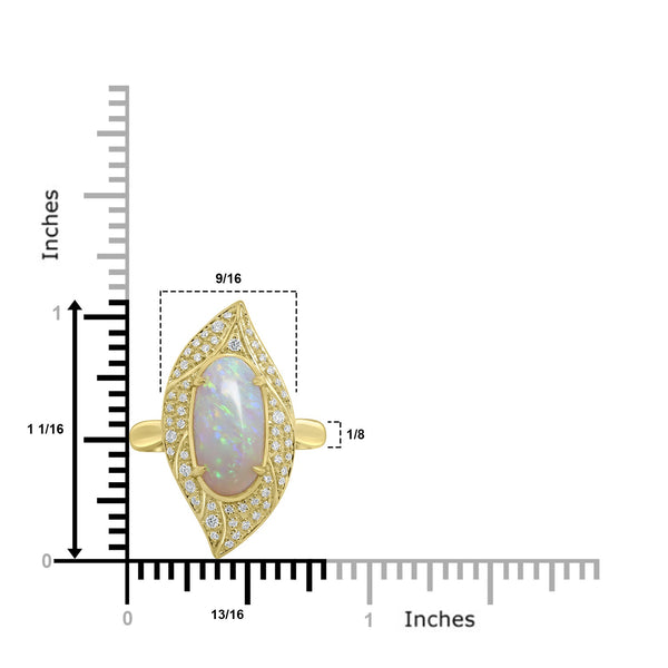 2.1ct Opal Rings with 0.21tct Diamond set in 18K Yellow Gold