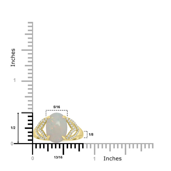 2.32ct Opal Rings with 0.15tct Diamond set in 18K Yellow Gold