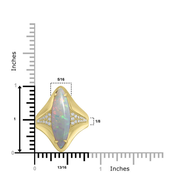 3.02ct Opal Rings with 0.19tct Diamond set in 18K Yellow Gold