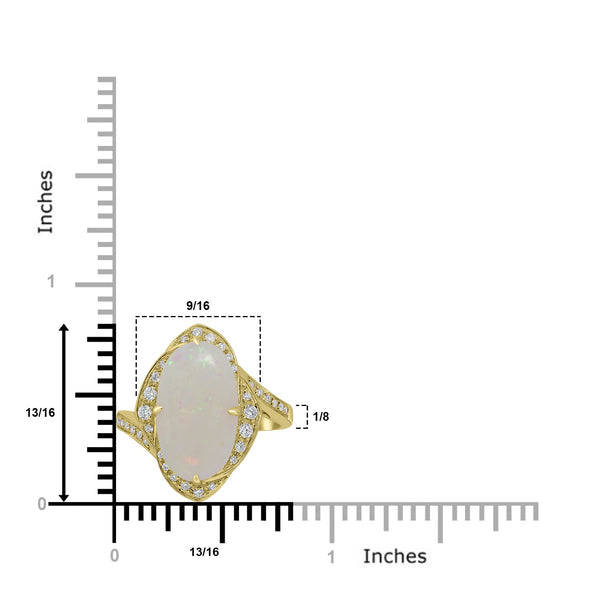 3.18ct Opal Rings with 0.2tct Diamond set in 18K Yellow Gold