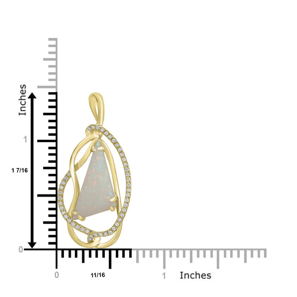 3.8ct Opal Pendants with 0.17tct Diamond set in 18K Yellow Gold