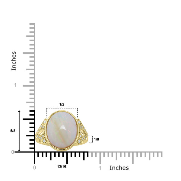 4.72ct Opal Rings with 0.1tct Diamond set in 18K Yellow Gold