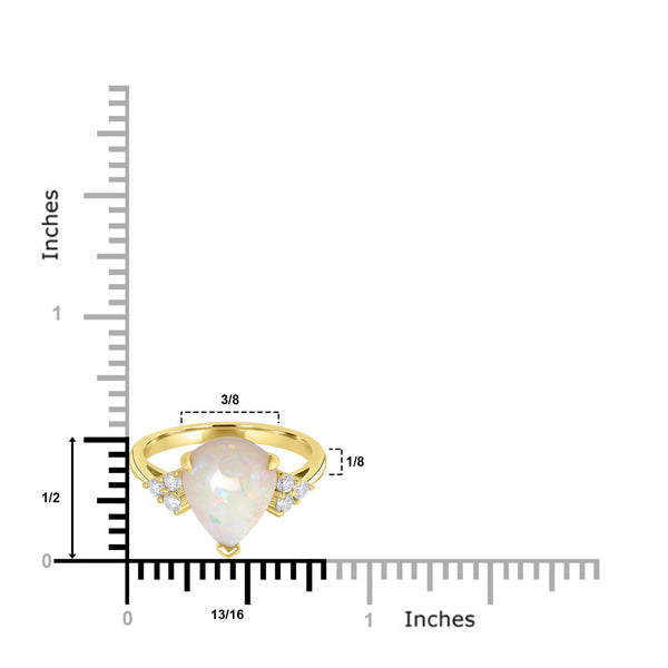 3.14ct Opal Rings with 0.24tct Diamond set in 18K Yellow Gold