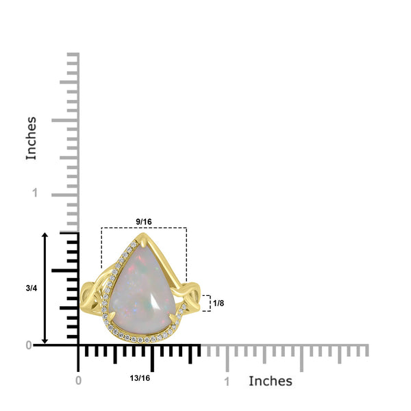 3.63ct Opal Rings with 0.1tct Diamond set in 18K Yellow Gold