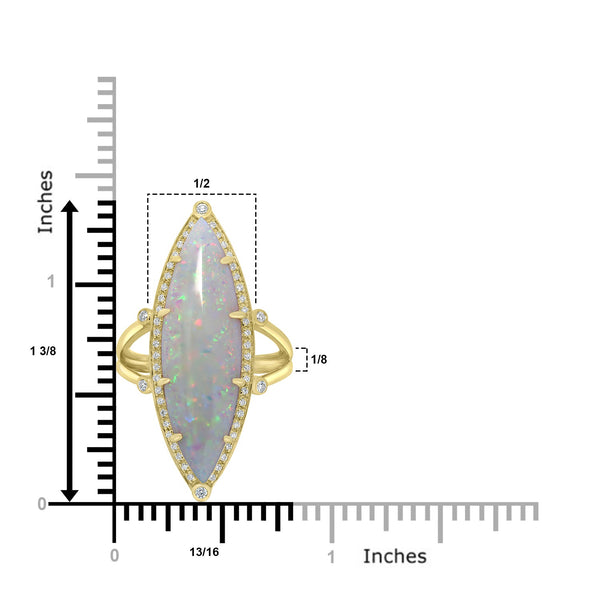 6.05ct Opal Rings with 0.2tct Diamond set in 18K Yellow Gold