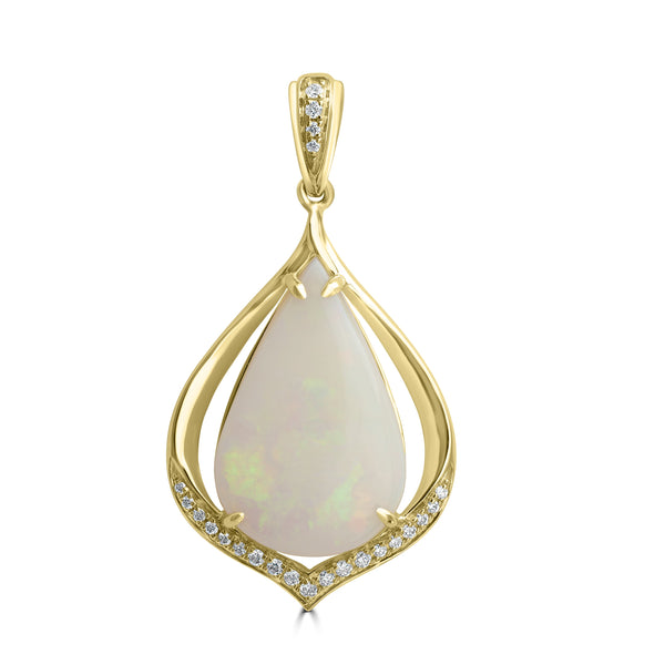 7.86ct Opal Pendants with 0.12tct Diamond set in 18K Yellow Gold