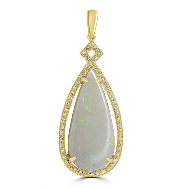 9.77ct Opal Pendants with 0.2tct Diamond set in 18K Yellow Gold