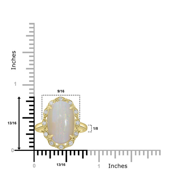 4.56ct Opal Rings with 0.21tct Diamond set in 18K Yellow Gold