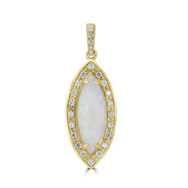 2.48ct Opal Pendants with 0.22tct Diamond set in 18K Yellow Gold