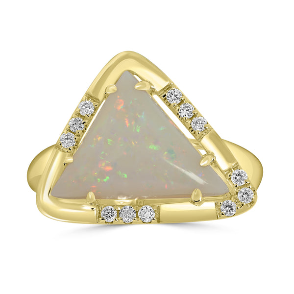 2.9ct Opal Rings with 0.13tct Diamond set in 18K Yellow Gold