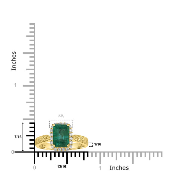 2.01ct Emerald Rings with 0.2tct Diamond set in 14K Yellow Gold