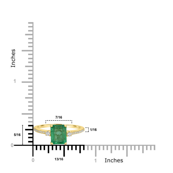 1.73ct Emerald Rings with 0.12tct Diamond set in 14K Yellow Gold